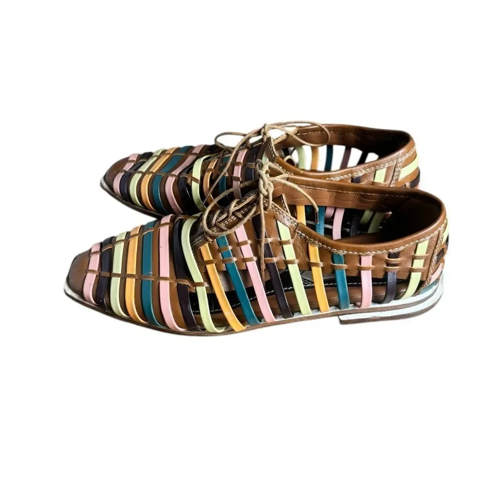Zimmermann Woven Lace Up Derby Flats 39